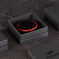 Alex Genuine Leather Bracelet in Antique Red, product picture in giftbox