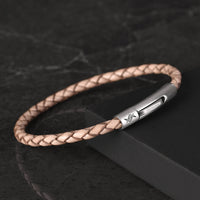 Charles 4mm Genuine Leather Bracelet in antique grey, product picture back side