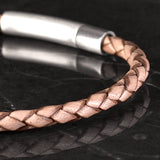 Charles 4mm Genuine Leather Bracelet in antique grey, product picture close up