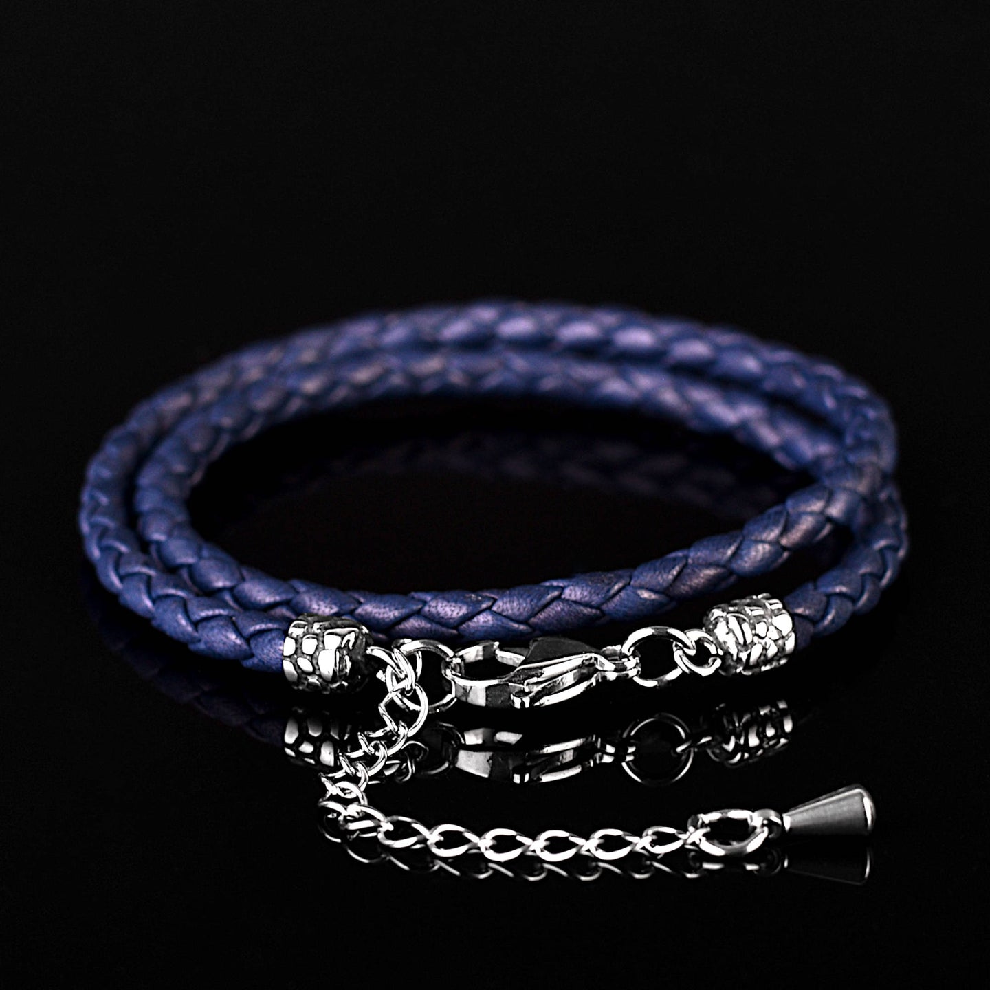 Deepwave - 4mm double layer Nappa leather bracelet in navy