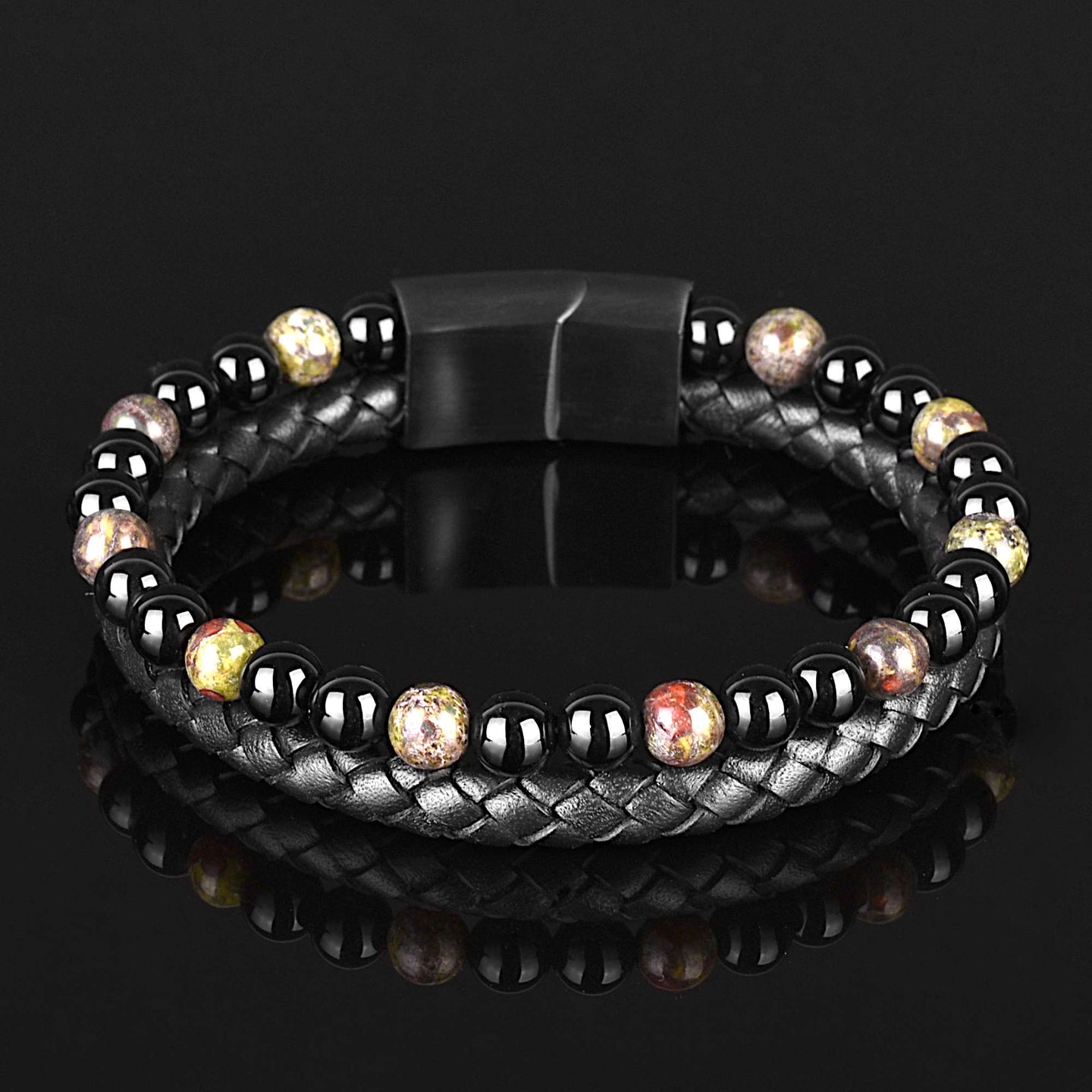 Draco - Genuine leather bracelet with dragon blood stone